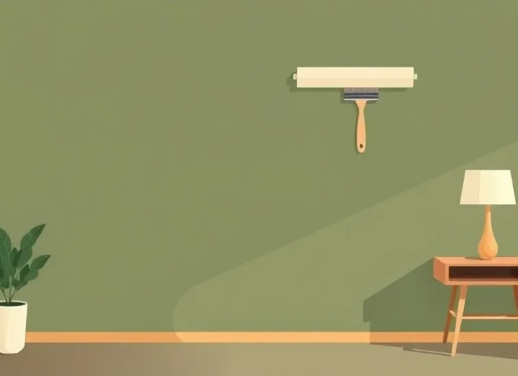 Pose de papier peint, rouleau et brosse à maroufler